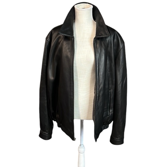 J Park Collection Long Sleeve Full Zip Up Lamb Leather Jacket Black Mens XXL - Picture 2 of 15